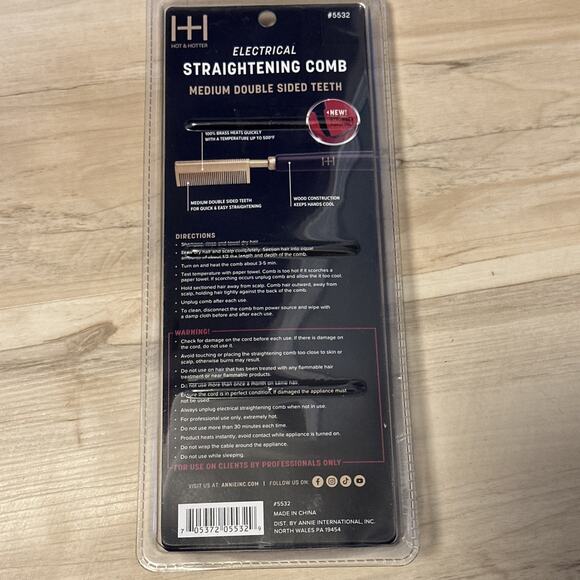 H&H Medium Wide Teeth Electrical Straightening Comb Black/Gold NEW - Picture 4 of 4
